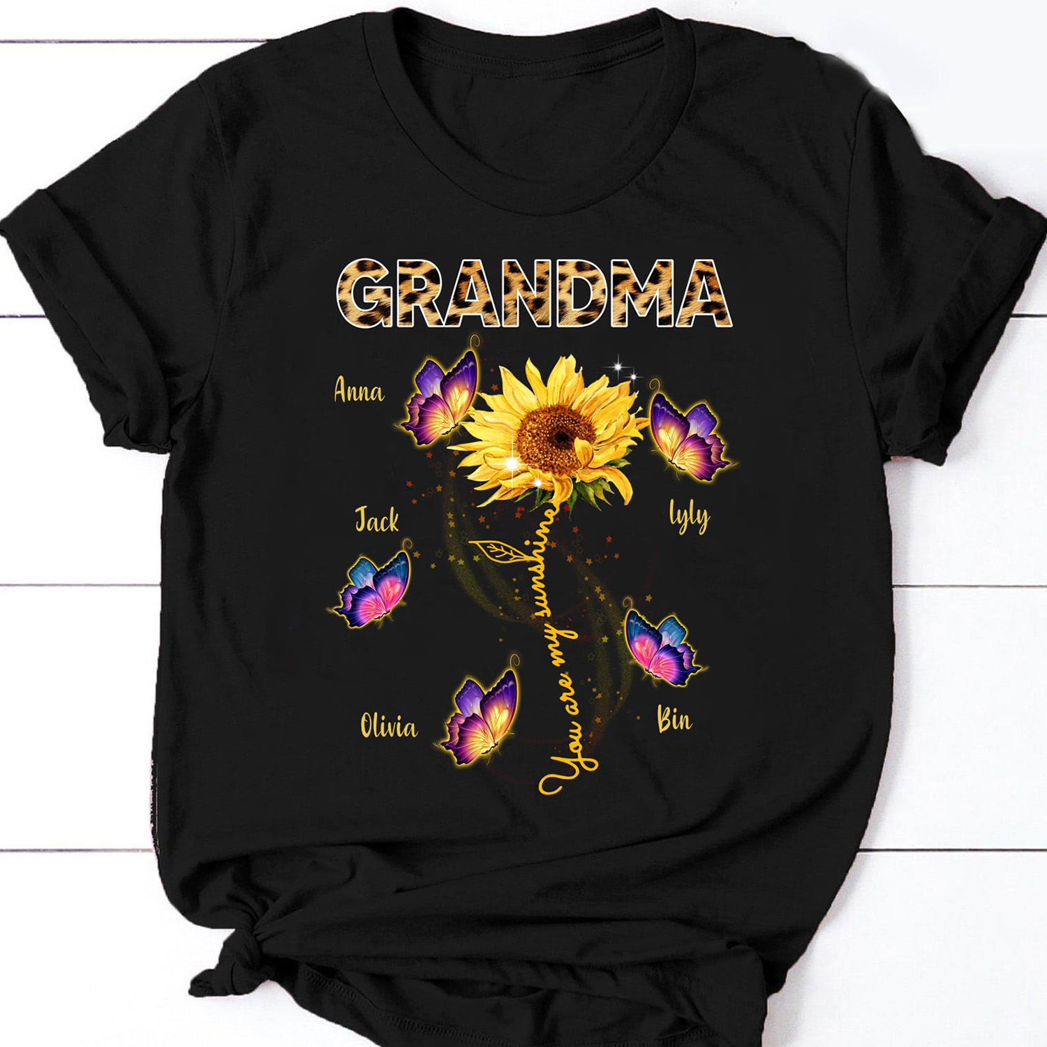 Personalized You Are My Sunshine Mom Grandma Shirt, Grandma With Butterflies Custom Names Kids Shirt, Mothers Day Shirt, Personalized Mama Shirt