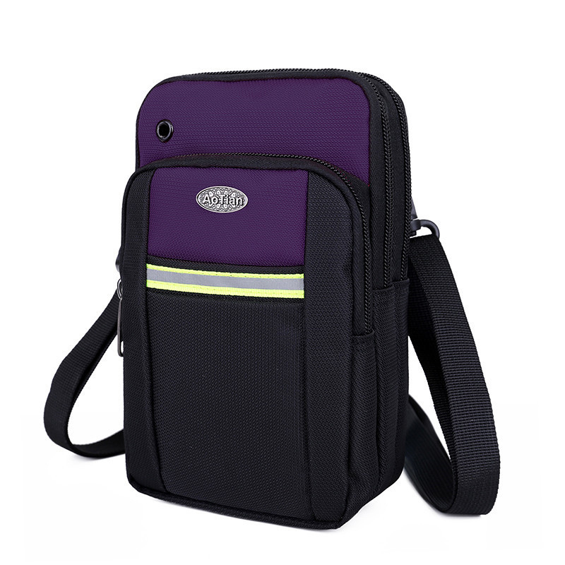 Hot Sale Women Nylon Sling Bag 5.5 Inch Phone Bag Crossbody Bag – (Color: Purple)