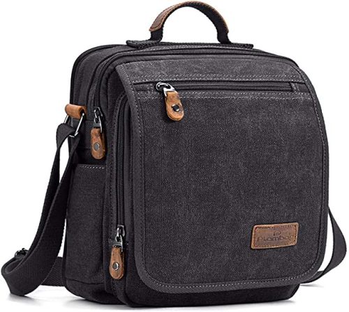 Plambag Small Canvas Messenger Bag Purse Shoulder Crossbody Bag Tablet Bag Fit 10″ iPad Travel School for Men