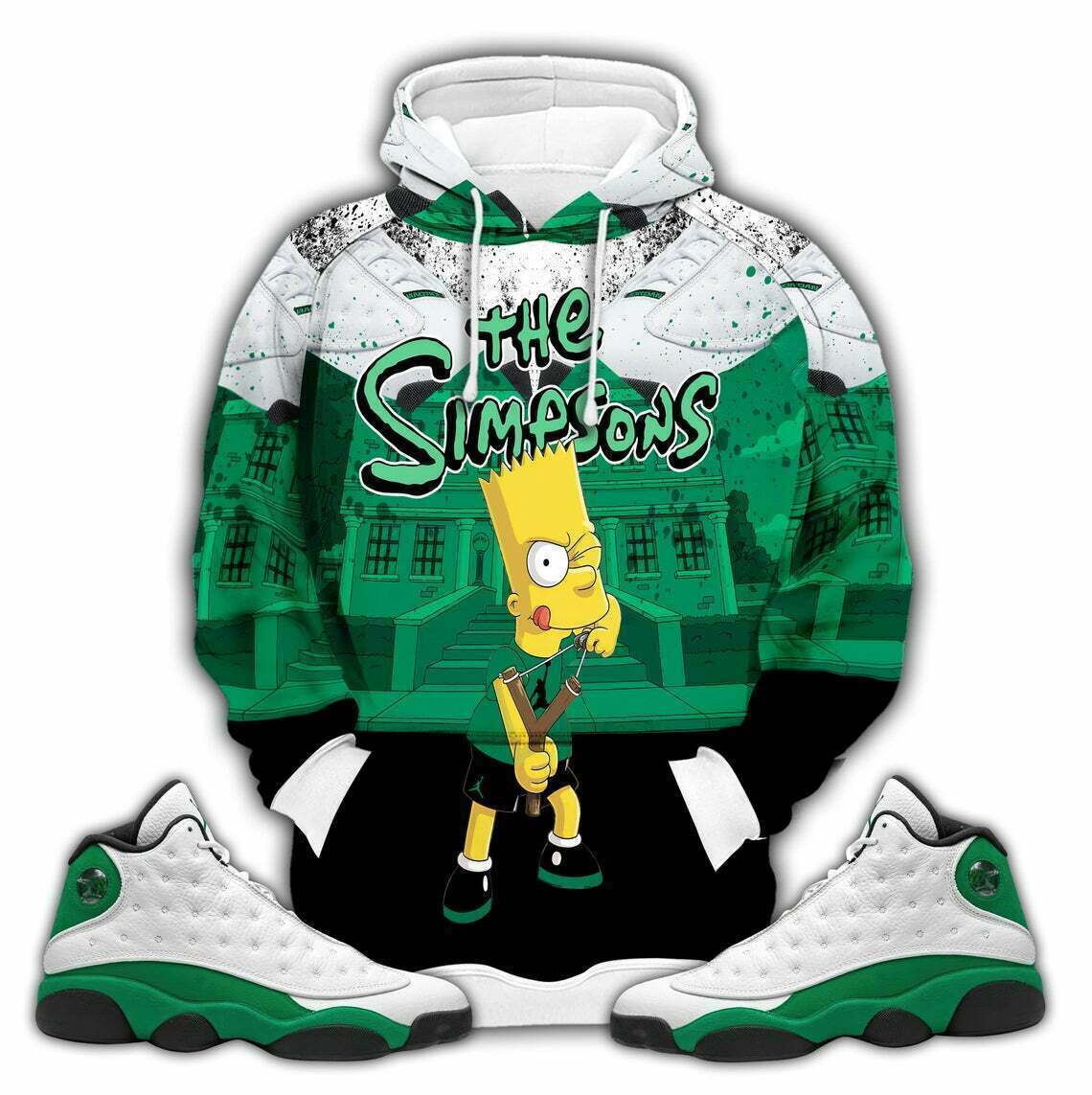 The Simpsons 3D Hoodie Match Air Jordan 13 ”Lucky Green”