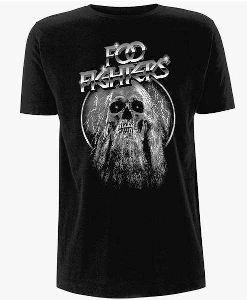 Foo Fighters Men’s Bearded Skull Slim Fit T-Shirt X-Large Black