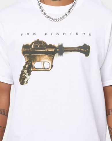 Foo Fighters Men’s Ray Gun Slim Fit T-Shirt XX- Large White