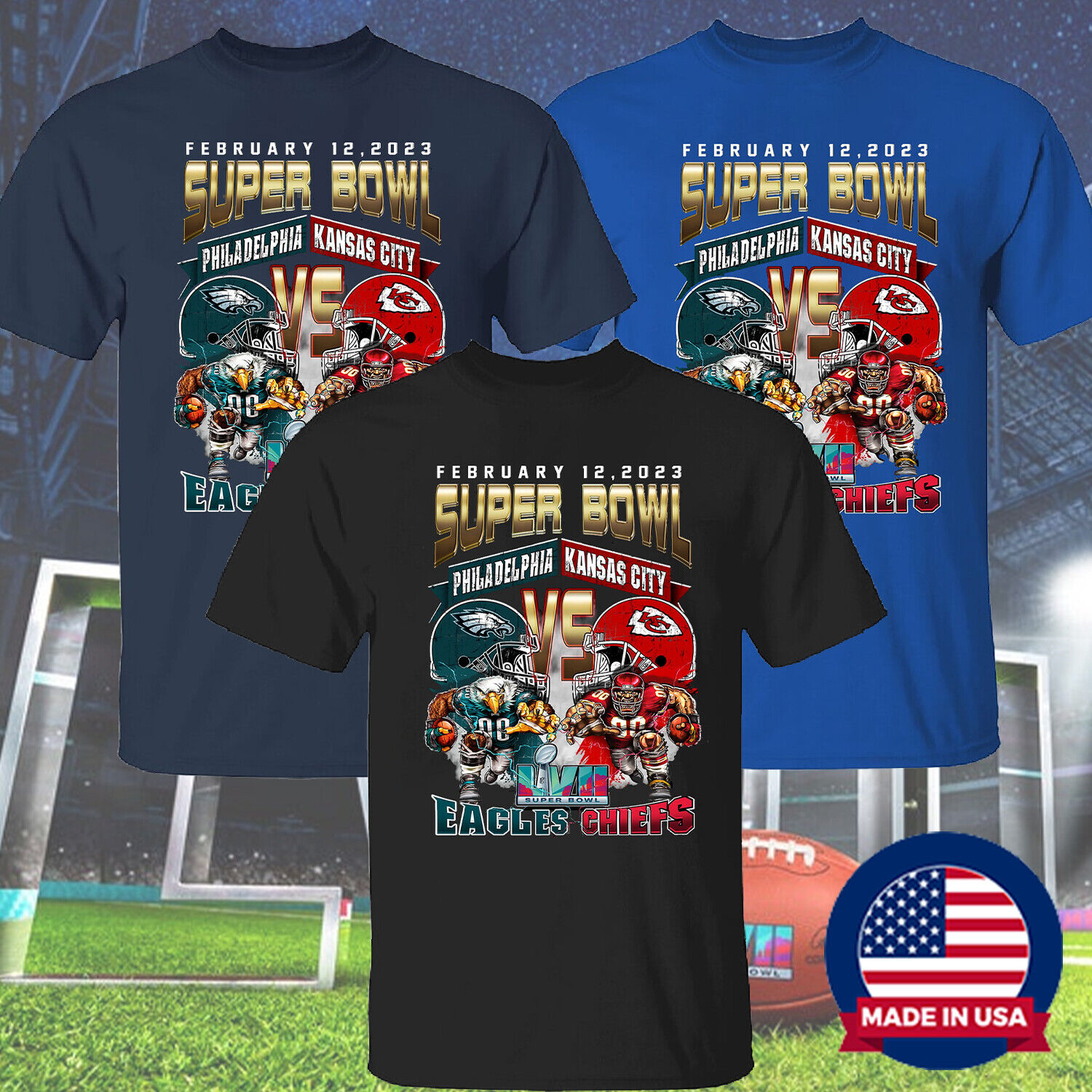 Super Bowl 57 Team Professional Philadelphia Eagles – Kansas City Chiefs T-Shirt