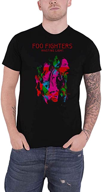 Foo Fighters T Shirt Wasting Light Band Logo Official Mens Black Size M
