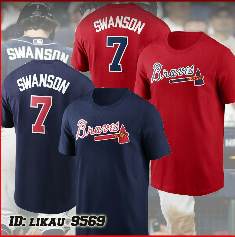 #7 Dansby Swanson Atlanta Braves MLB Name & Number Champs T-Shirt 2021 Gift