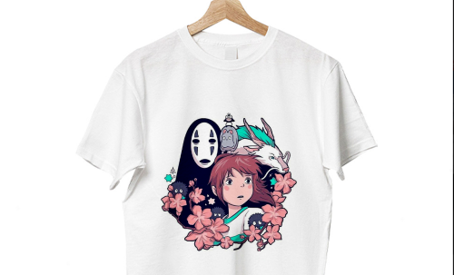 Spirited Away T-Shirt, Noface and Chihiro T-Shirt, Anime Art T-Shirt, Studio GhibIi Anime T-Shirt, Anime Shirt Full Shirt