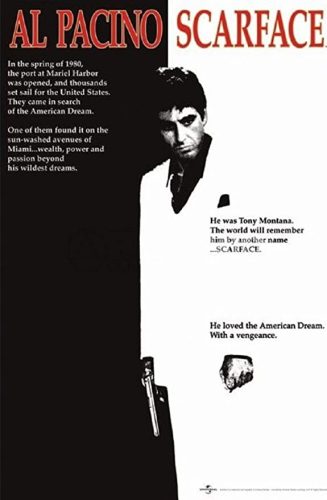 Scarface Movie (Al Pacino, Black and White) Poster Print – 24×36