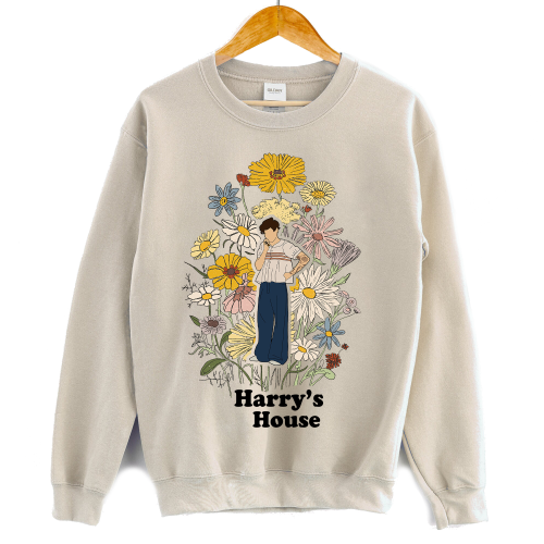 Harrys Floral Crewneck Sweatshirt – Harry Inspired Vintage Sweater, New Album Sweatshirt for Fans
