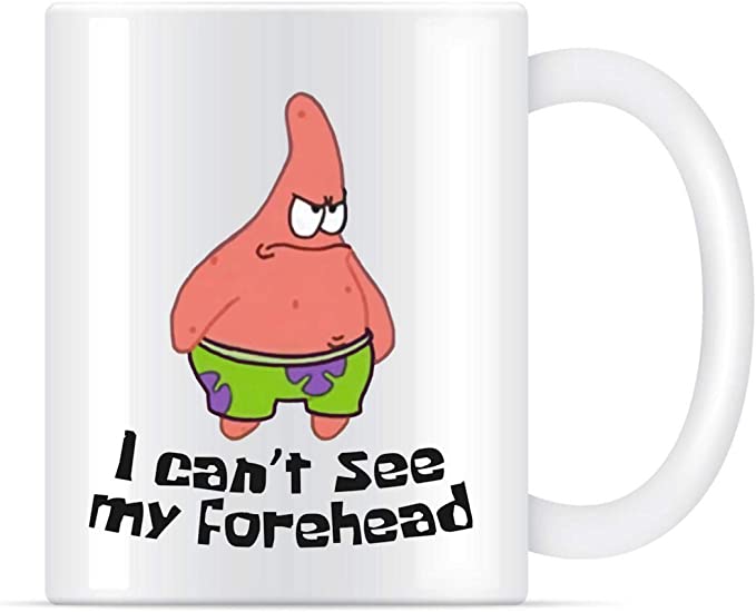 I Cant See My Forehead Spongebob Fitted Scoop Coffee Mug for Women and Men Tea Cups