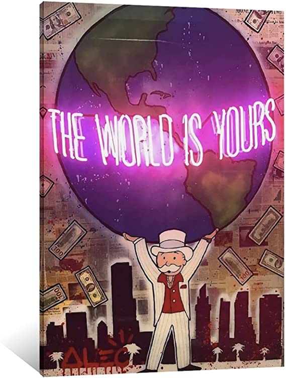 CJQ ALEC-Monopolys The World is Yours Poster Decorative Painting Canvas Wall Art Living Room Posters Bedroom Painting 24x36inch(60x90cm)