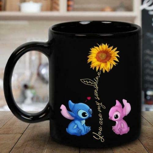 Stitch and Pink Stitch You are My Sunshine Sunflower Mug- 11OZ Coffee Mug