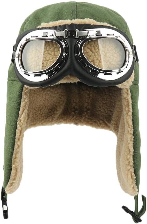 Winter Unisex Bomber Hats Earflap Faux Fur Hat Goggles Trapper Pilot Hat Fleece Thermal Snow Caps