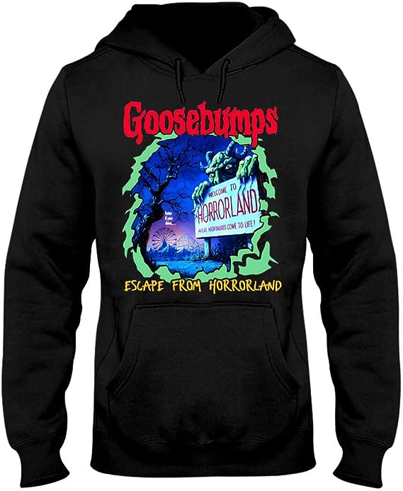 Goosebumps Escape From Horrorland Hoodie, Horrorland Hoodie, R.L.Stine Goosebumps Halloween Hoodie Black