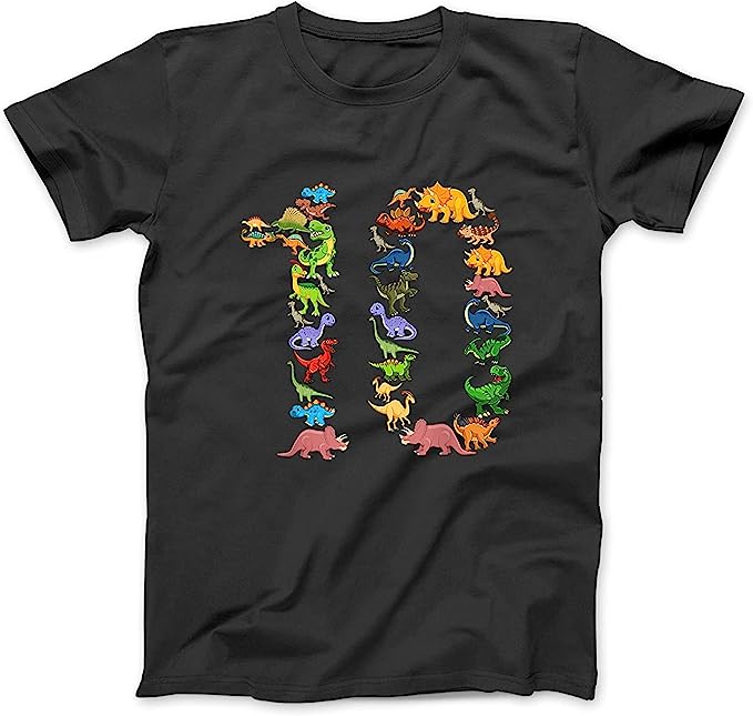 Ten Saurs Birthday Ideas for Dino Lover T-Shirt Sweatshirt Hoodie Tanktop for Men Women Kids Black