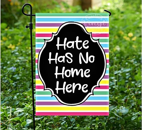 LGBT Pride Flag Hate Has No Home Here Flag Rainbow Garden Flags Double Sided for Decor Outside House