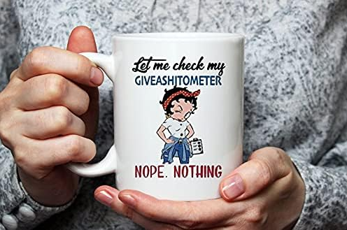 Mr.Fixed – Betty Boop Let Me Check My Giveashitometer Nope Nothing Mug, Patent Mug, Gift For Her, 11oz Ceramic Coffee Mug, Unique Gift
