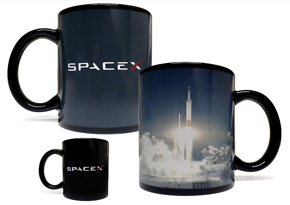 Mean Muggin SpaceX Falcon Rocket Launch Color Changing Heat Sensitive 11 Fluid Ounce Mug – Black Ceramic – Foam Box Protection – Space/Science/NASA/Tesla/Rocket Gift