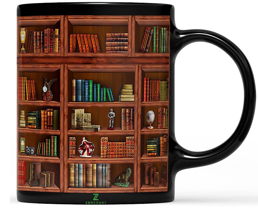 2IMT Library Bookshelf Mug Mugs Book Lovers Coffee Mug – Librarian Mug Book Coffee Mug Book Mug Book Club Cup Bookish Items Bookworm Mug Gifts for Readers Bookish Gifts for Book Lovers Black Mug 11oz