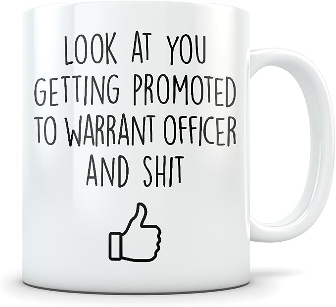 Warrant Officer Promotion Gift for Men and Women – Promoted Military Ranks Sgt. Congratulations Coffee Mug for Army, Navy or Air Force – Funny Gag Cup