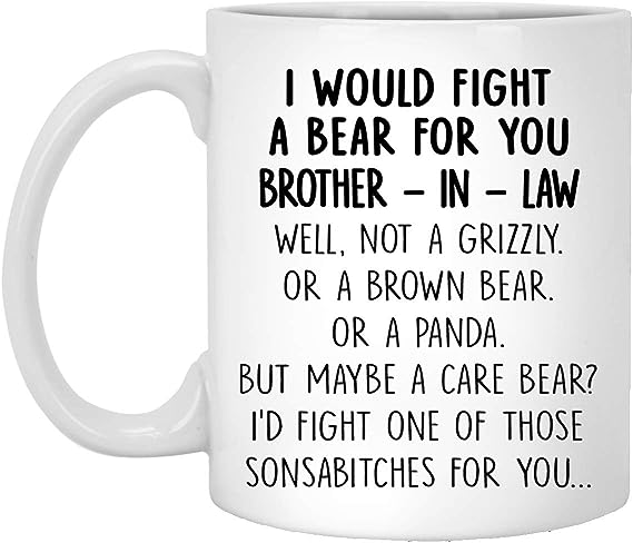 I Would Fight A Bear For You Brother In Law Mug Graduation Gifts For Brother From Sister Sibling Mom Dad Friend Funny Gifts For Brother In Law 11oz