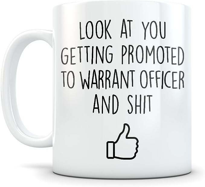 Warrant Officer Promotion Gift for Men and Women – Promoted Military Ranks Sgt. Congratulations Coffee Mug for Army, Navy or Air Force – Funny Gag Cup