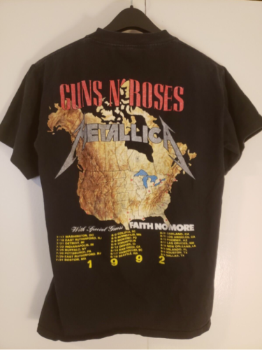 Vintage Metallica Guns N’ Roses 92 Tour T Shirt Original Single Stitch Original