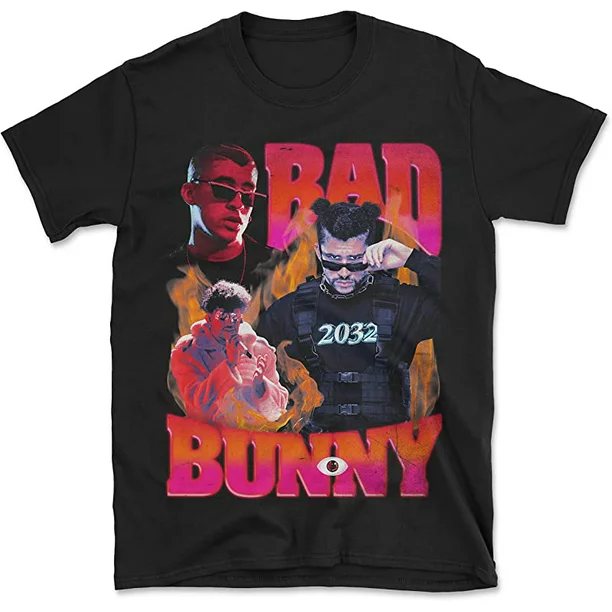 Bad Bunny Conejo Malo Reggaeton Vintage Style T-Shirt Black