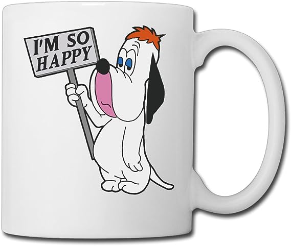 Cool Droopy Happy Ceramic Coffee Mug, Tea Cup | Best Gift For Men, Women And Kids – 13.5 Oz, White