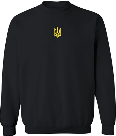 TEEWORLD Ukraine Trident Symbol Middle Ukrainian Zelensky Green Crewneck Pullover Sweatshirt