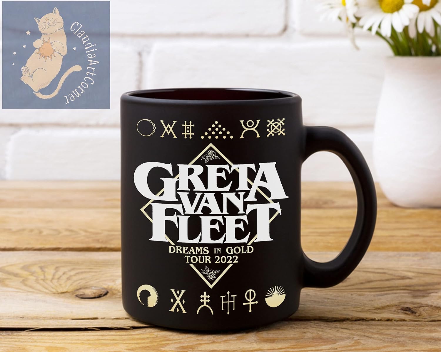Salem Store Greta Van Fleet Dreams in Gold Coffee Mug Greta Van Fleet Mug Dreams in Gold Mug Dreams in Gold Tour 2022 Mug White 15oz