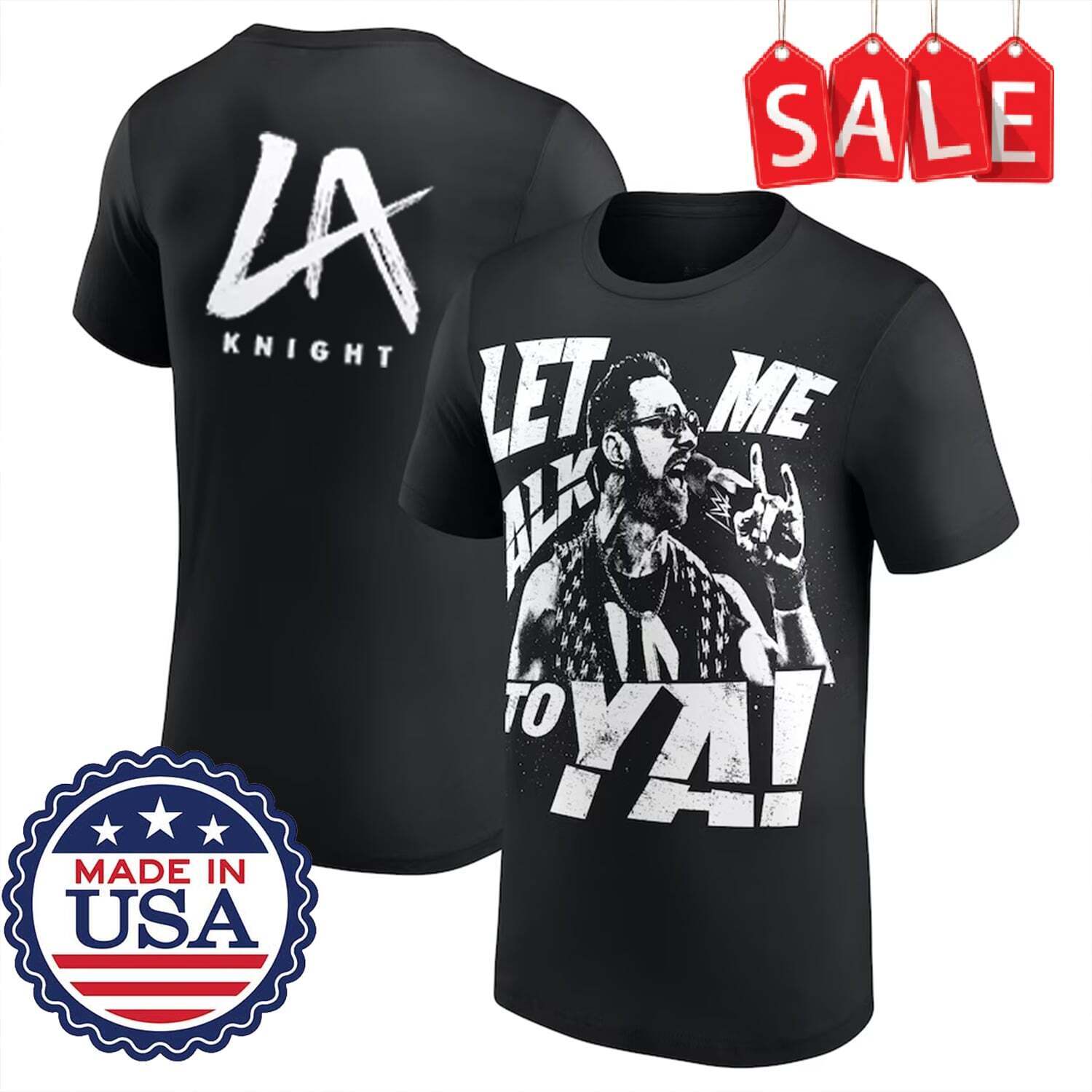 Black LA Knight Let Me Talk To Ya T-Shirt, WWE Wrestling Retro T-Shirt Gift Fans