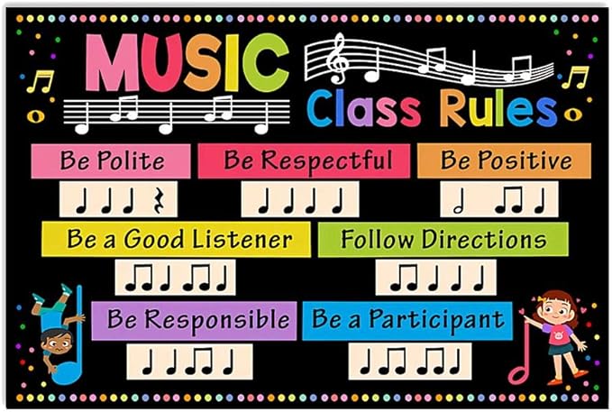 Generic Debra Benn Teacher Music Class Rules Poster, Poster Unframed D飯r 24x36in, music posters for classroom, music classroom posters, you enter a room, Teacher Posters For Classroom