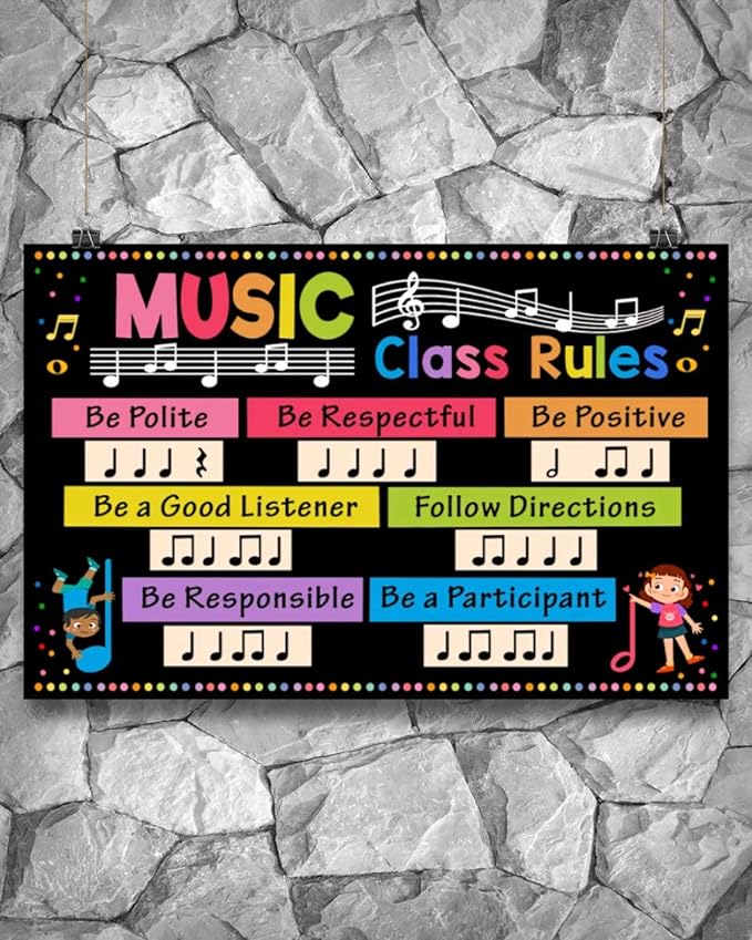 Generic Debra Benn Teacher Music Class Rules Poster, Poster Unframed D飯r 24x36in, music posters for classroom, music classroom posters, you enter a room, Teacher Posters For Classroom