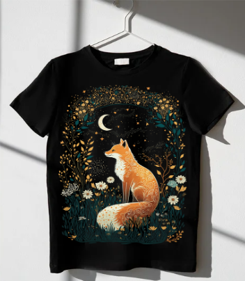 Cottagecore Aesthetic Fox and Moon Forest Fox Lover T-Shirt Sweatshirt Hoodie Tank top V-Neck for Men Women Kids