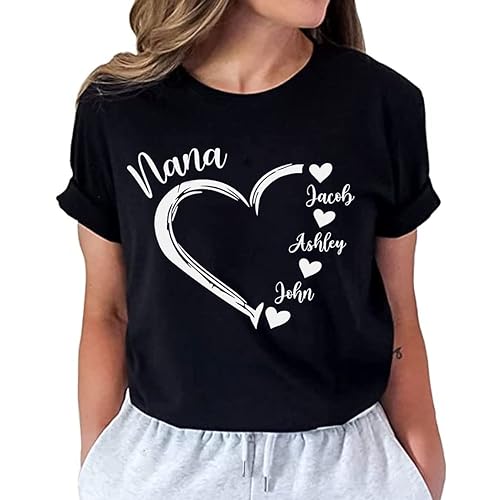 Personalized Nana Shirt, Nana Heart Shirt with Grandkids Name gifts for Nana, Custom Grandma Gift, Nana Gift for Grandma for Birthday, Nana t shirt for Mothers Day gifts