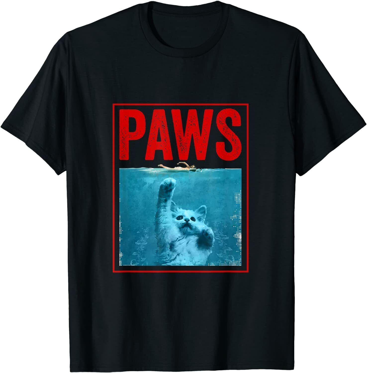 PAWS Funny Cat Kitten T-Shirt For Shark And Cat Lovers