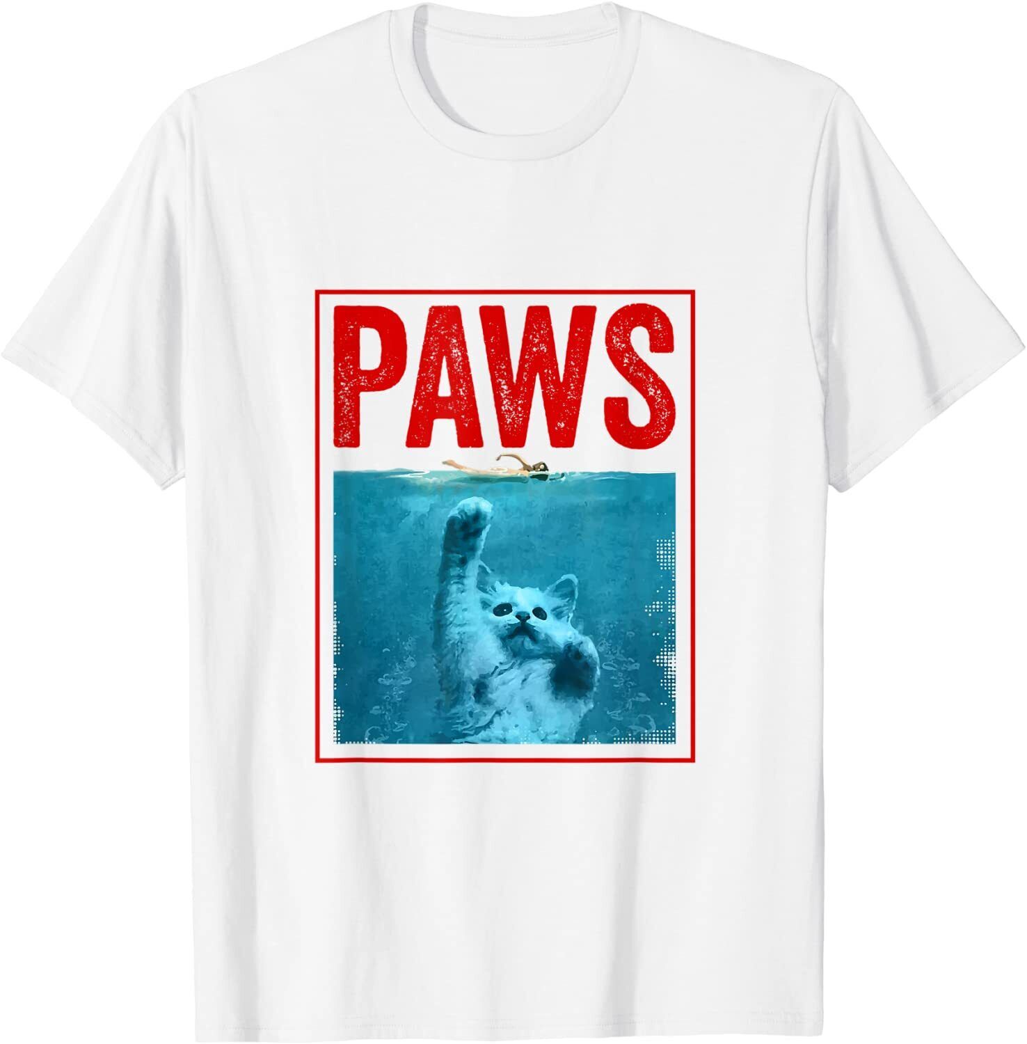 PAWS Funny Cat Kitten T-Shirt For Shark And Cat Lovers