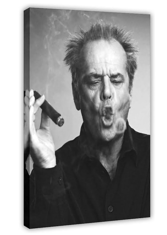 Jack Nicholson Poster Print Vintage Smoking Cigar American Actor Canvas Posters Wall Art Paintings for Living Room Bedroom Office Frame 24x36inch(60x90cm)