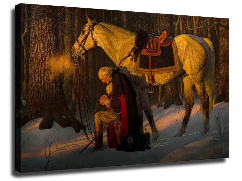 HD Poster George Washington Praying at Valley Forge Poster Canvas Wall Art Print Decorative Painting (20×30inch-No Framed)