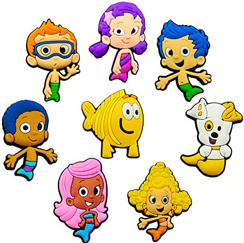 8 Pcs Bubble Cartoon Shoe Charms, Guppies Shoe Decoration Charms, Accessories for Shoes, Bracelet, Wristband, Gift for Birthday, Party, Holiday (Set)