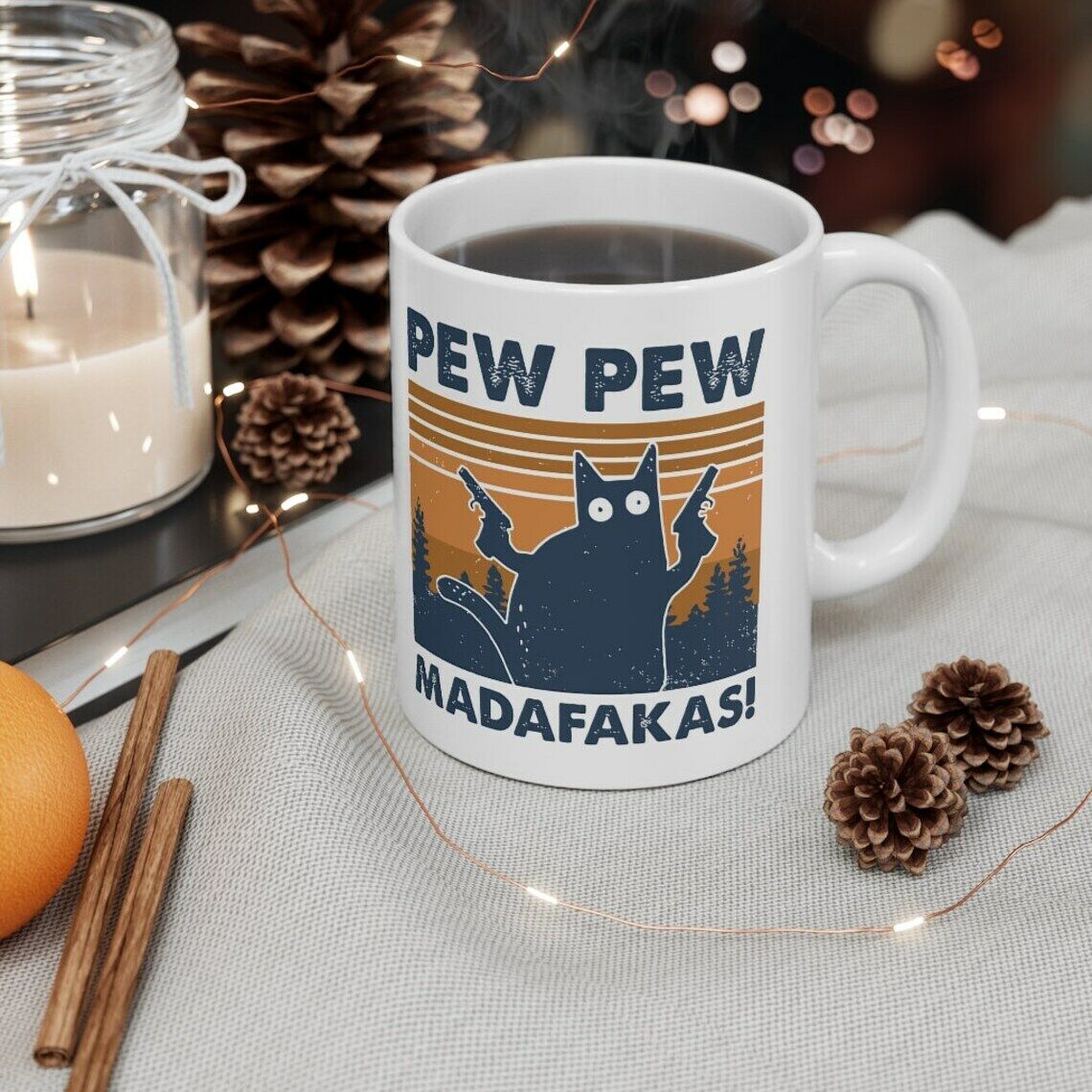 Pew Pew Madafakas Ceramic Mug, Funny Cat Lover Gift