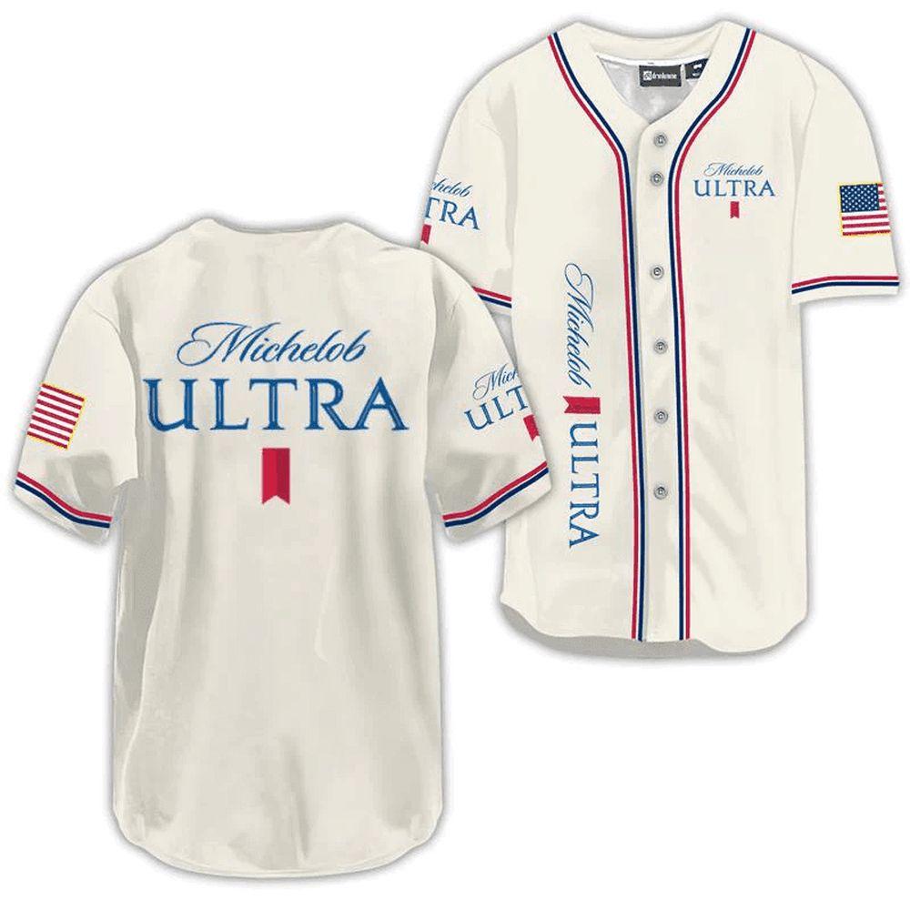 Michelob Ultra USA Flag Baseball Jersey, Beer Lover Gift, Beer Lover Gift, Beer Jersey For Men Women