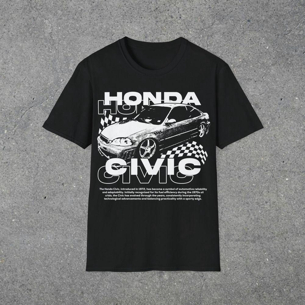 Vintage Retro Honda Civic Car T-Shirt Men s Casual Cotton Tee Perfect Gift for Car Guys Y2K Graphic Design