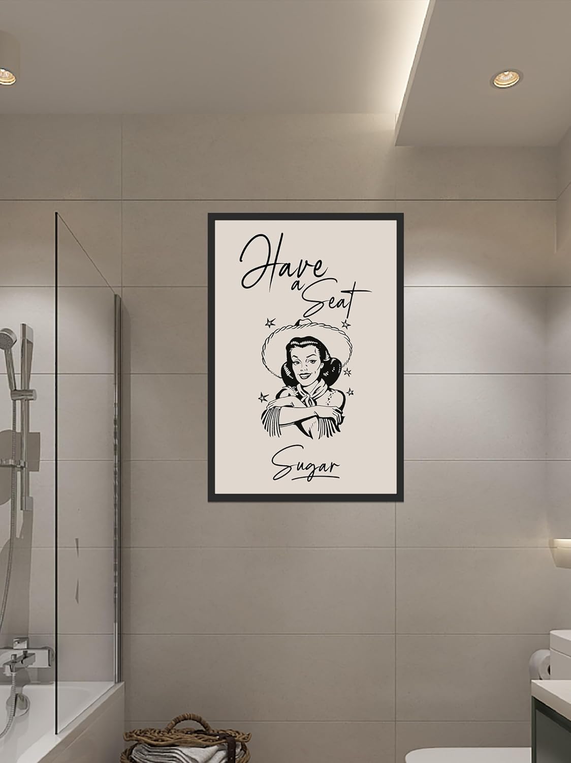 SnowCrazy9x Have A Seat Sugar Poster – Cowgirl Bathroom Poster – Cowgirl Poster – Funny Bathroom Poster – Poster Western Bathroom Humor – Funny Poster – Poster 11×17 Inch Unframed, White