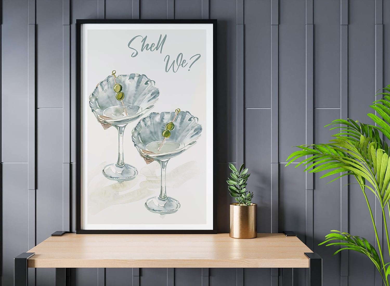 Shell We Poster – Martini Shell Cocktail Poster Decor Living Room – Bed Room – Seashell Martini – Cocktail Wall Art Decor – Bar Decor – Shell Print Decor Restaurant – Poster 11×17 Inch Unframed