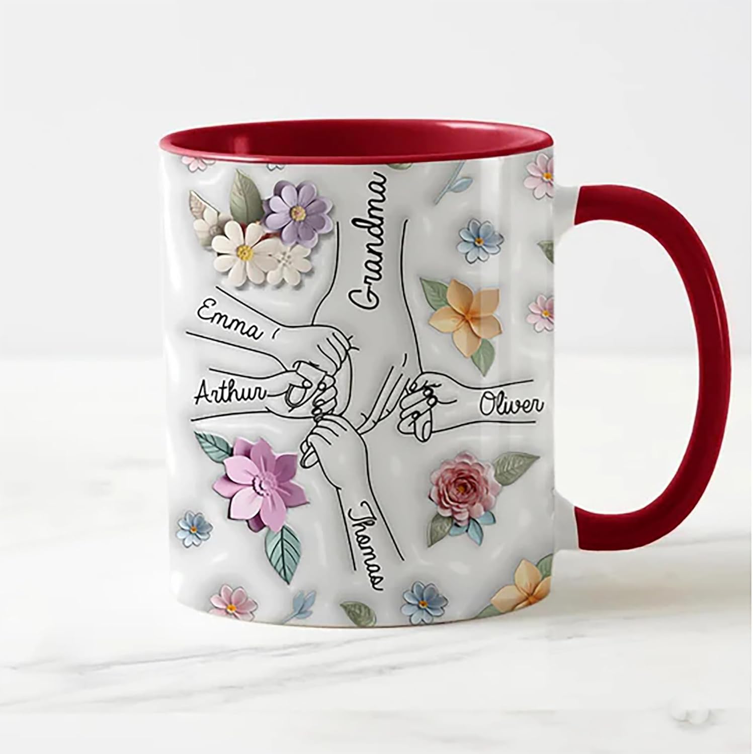 You Hold Our Hands Also Our Hearts, Mothers Day Gifts For Mom, Grandma, Personalized 2D Mom Coffee Mug, Mom Birthday Gifts From Daughters, Mom Ceramic Cup, Best Mom Ever Gifts (01, 1)