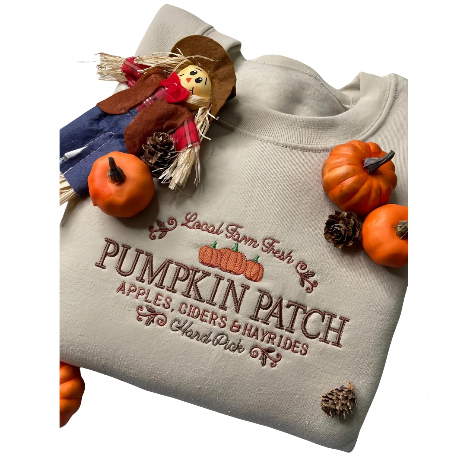 Local farm fresh pumpkin patch embroidered sweatshirt,fall sweatshirt,fall embroidered sweatshirt pumpkin sweatshirt,spooky season