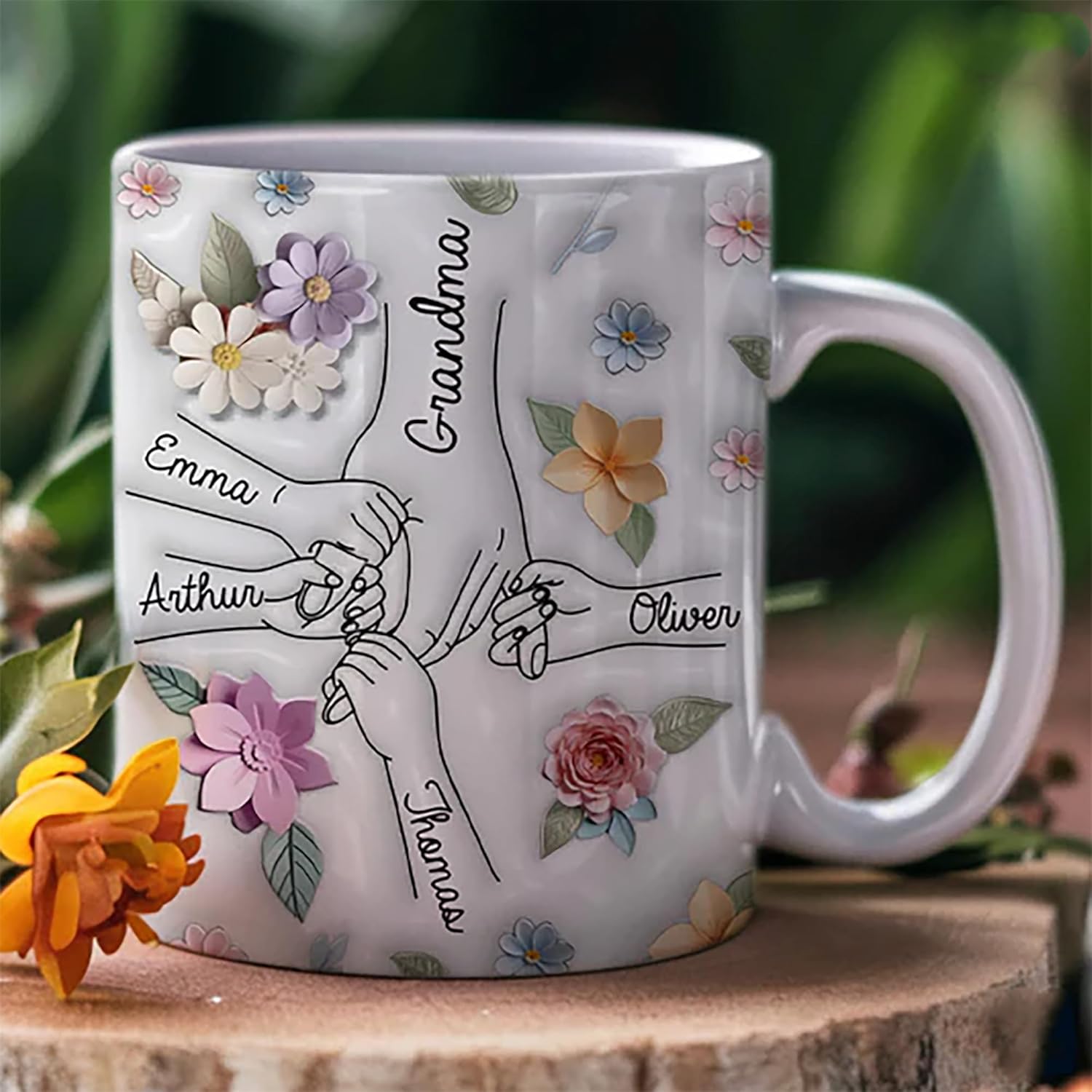 You Hold Our Hands Also Our Hearts, Mothers Day Gifts For Mom, Grandma, Personalized 2D Mom Coffee Mug, Mom Birthday Gifts From Daughters, Mom Ceramic Cup, Best Mom Ever Gifts (01, 1)