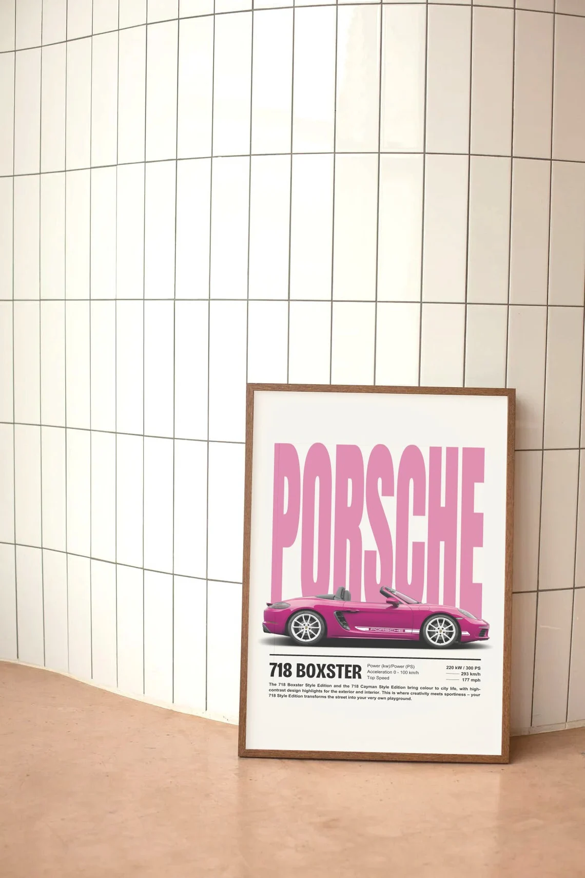 Pink Porsche poster Car poster Porsche print Porsche 911 Pink wall art Porsche GT3 RS Car prints