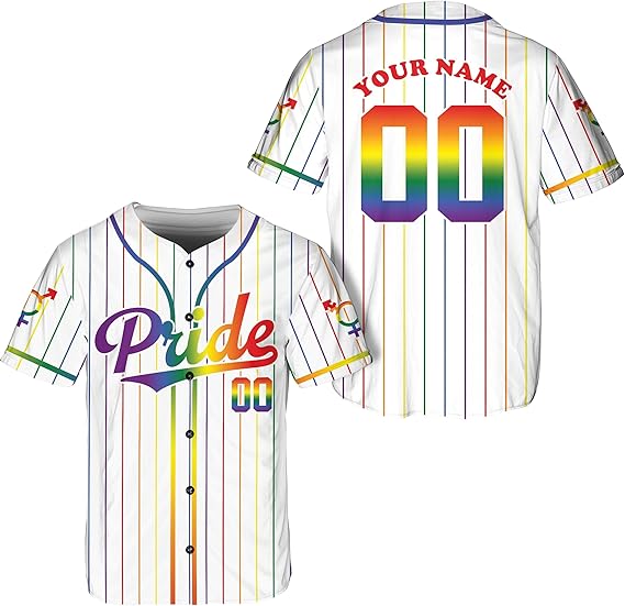 Moaz Bebe Personalized LGBTQ Baseball Jersey, Custom Pride Month Jersey Shirt, LGBT Rainbow Jersey, LGBT Pride Baseball Jersey, Custom LGBT Jersey Shirt, Small